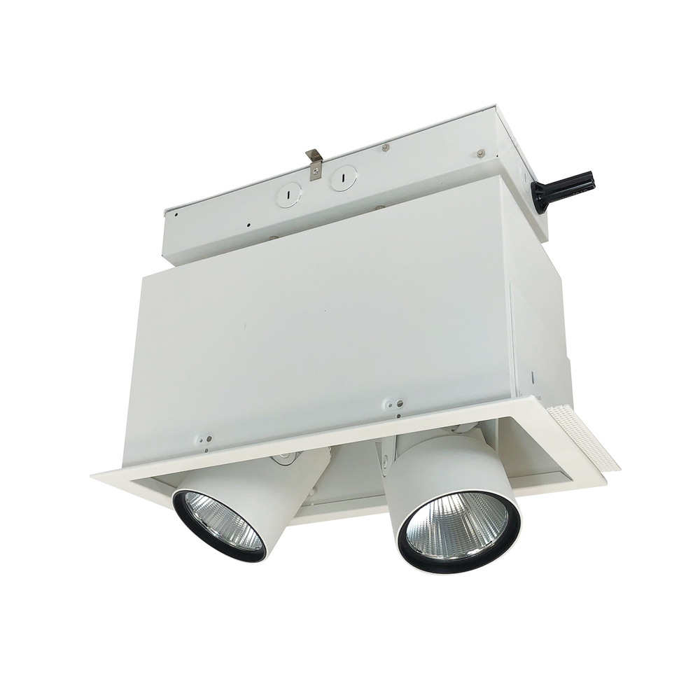 Pull-Down LED Trimless 2-Head MLS, 30W / 2100lm per Head, Spot, 2700K, White, 120V Triac/ELV/0-10V