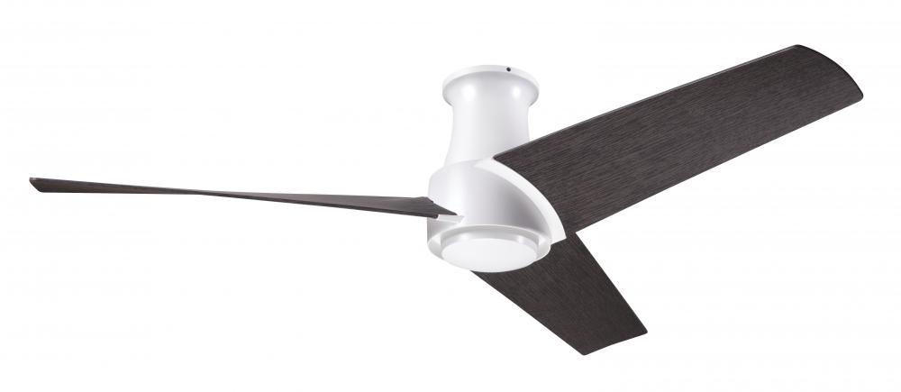 Ambit Flush DC Fan- Matte White Finish; 56" Ebony Blades; No Light; Wall/Remote Combo Control