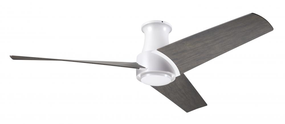 Ambit Flush DC Fan- Matte White Finish; 56" Graywash Blades; No Light; Wall/Remote Combo Control