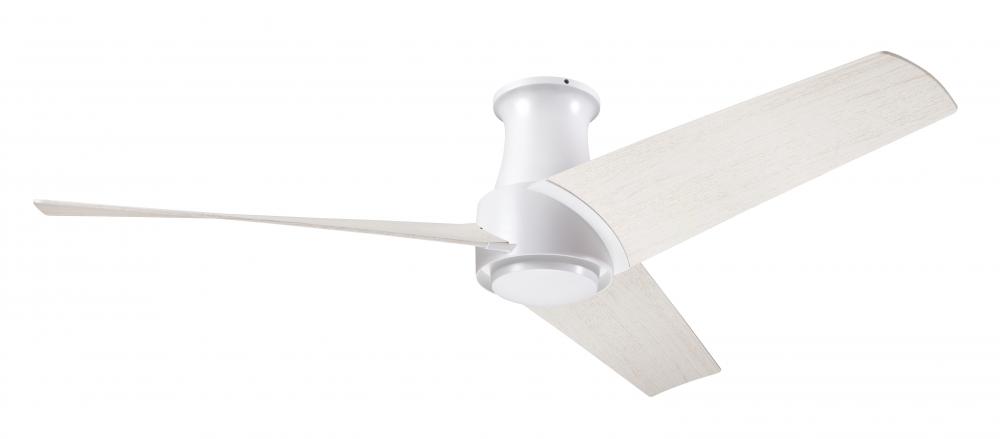 Ambit Flush DC Fan- Matte White Finish; 56" Whitewash Blades; No Light; Wall/Remote Combo Contro