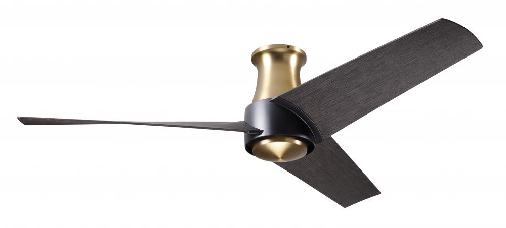 Ambit Flush DC Fan- Satin Brass/Matte Black Finish; 56" Ebony Blades; No Light