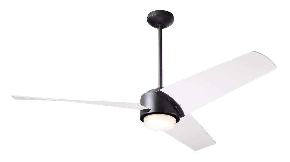 Ambit DC Fan- Matte Black Finish; 56" Matte White Blades; 17W LED (Matte Black Trim); Wall Contr