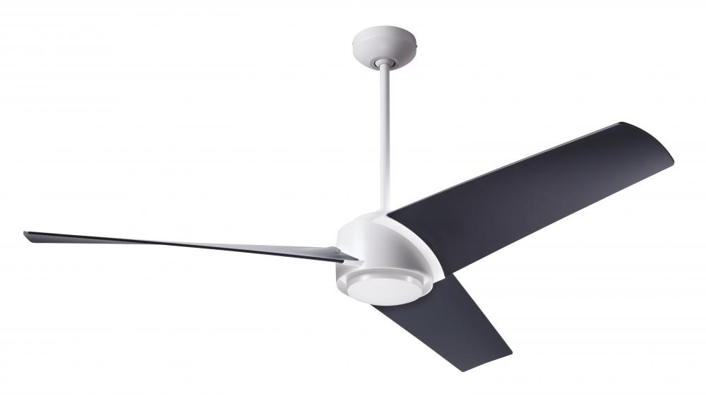 Ambit DC Fan- Matte White Finish; 56" Matte Black Blades; No Light; Remote Control