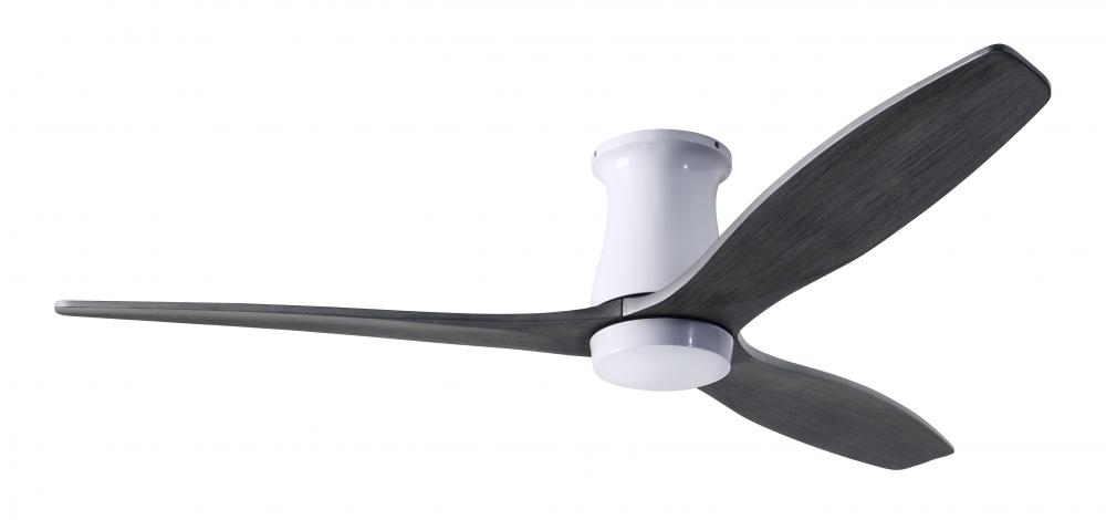 Arbor Flush DC Fan; Gloss White Finish; 54" Ebony Blades; No Light; Wall Control