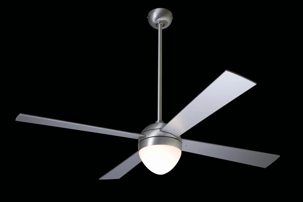 Ball Fan; Brushed Aluminum Finish; 52" Aluminum Blades; 18W GU24 Energy Saving CFL; Wall Control