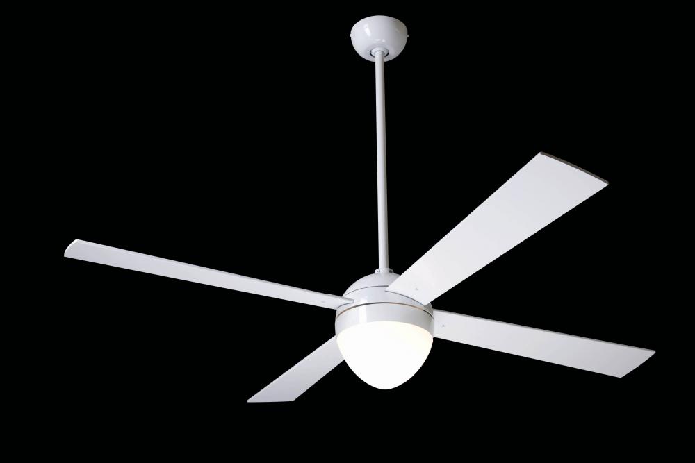 Ball Fan; Gloss White Finish; 42" White Blades; 18W GU24 Energy Saving CFL; Fan Speed and Light