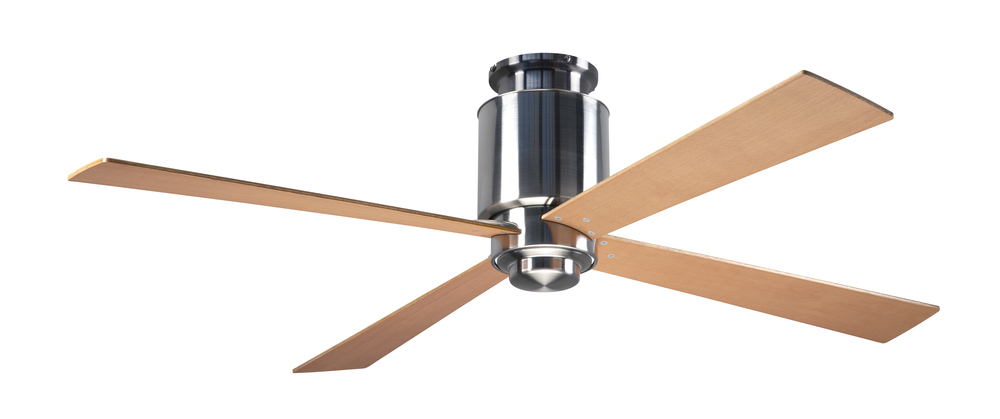 Lapa Flush Fan; Bright Nickel Finish; 50" Maple Blades; No Light; Fan Speed Control