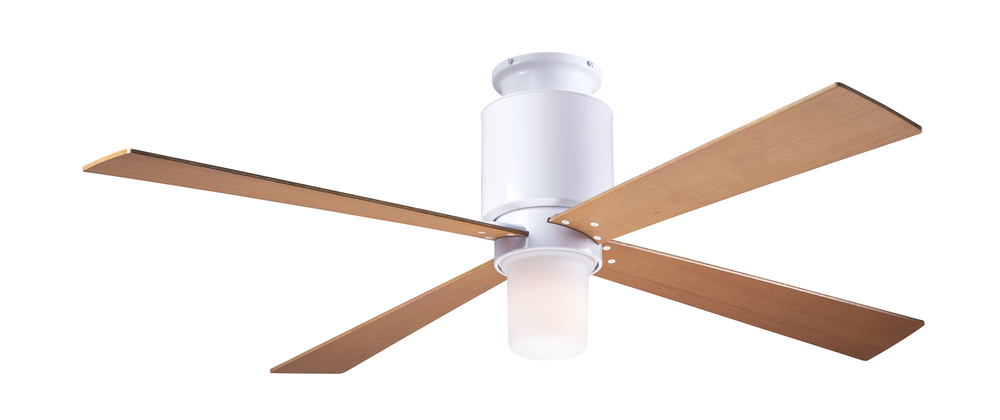 Lapa Flush Fan; Gloss White Finish; 50" Maple Blades; 17W LED; Fan Speed and Light Control (3-wi