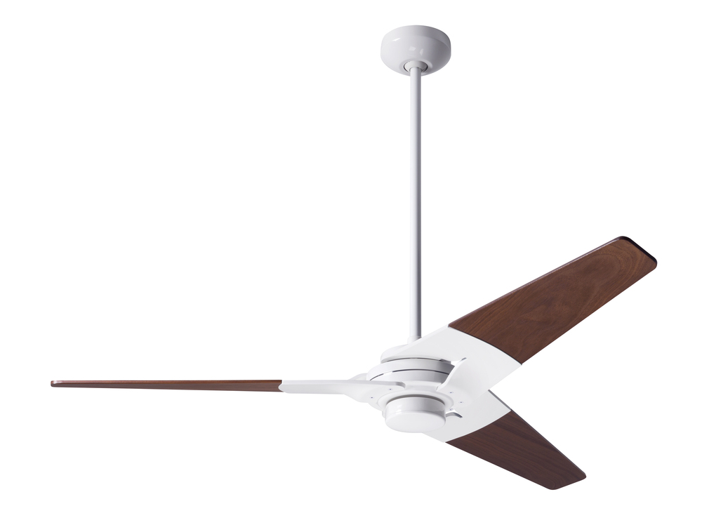 Torsion Fan; Gloss White Finish; 52" Mahogany Blades; No Light; Fan Speed and Light Control (3-w