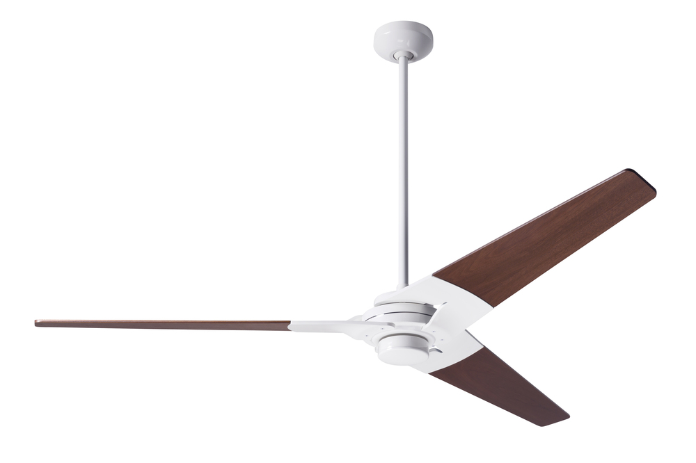 Torsion Fan; Gloss White Finish; 62" Mahogany Blades; No Light; Fan Speed and Light Control (3-w