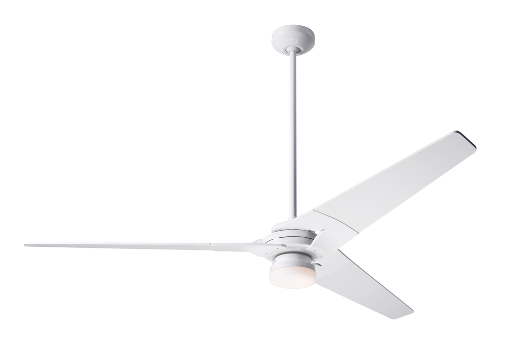 Torsion Fan; Gloss White Finish; 62" Nickel Blades; 17W LED; Fan Speed and Light Control (3-wire