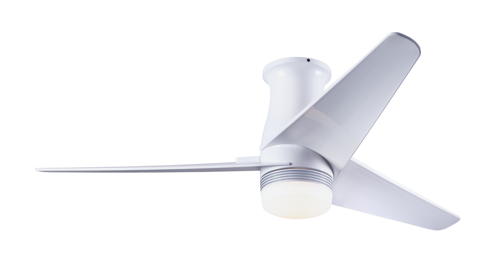 Velo Flush DC Fan; Gloss White Finish; 48" White Blades; 17W LED; Wall Control