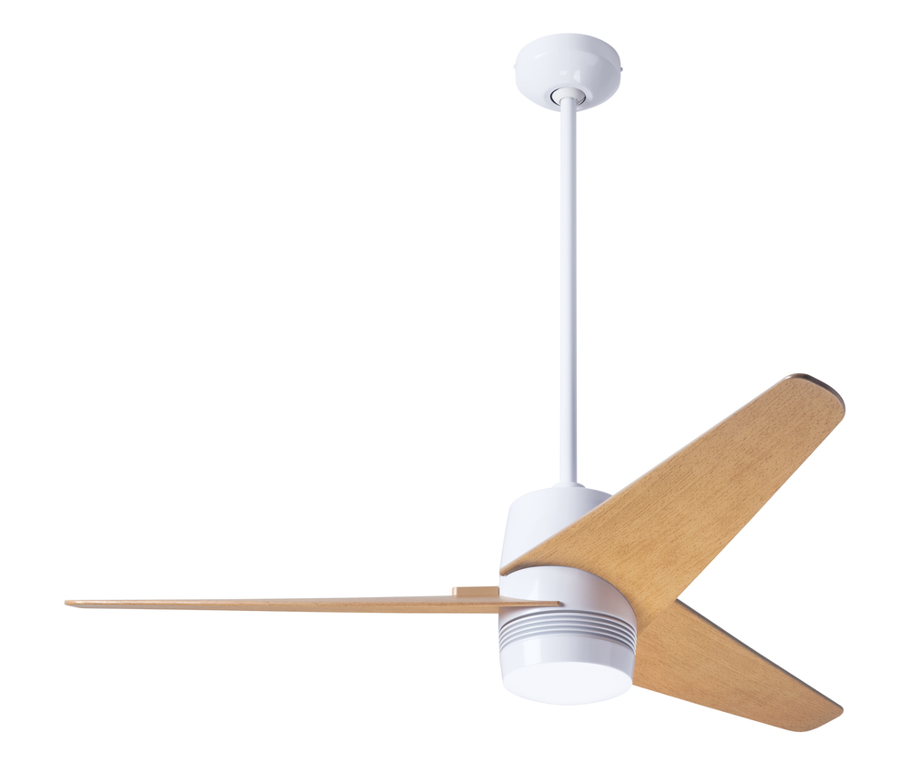 Velo DC Fan; Gloss White Finish; 48" Maple Blades; No Light; Wall/Remote Combo Control