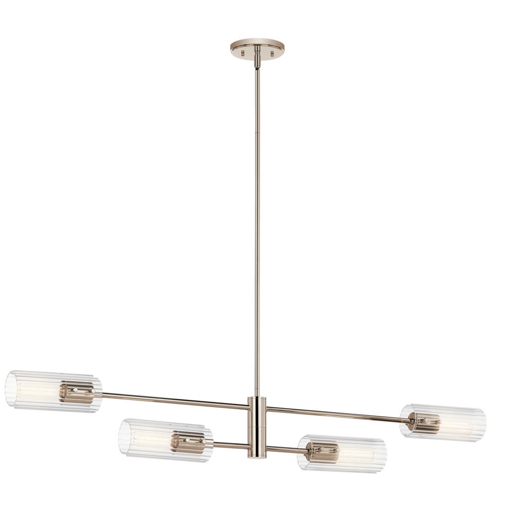 Velestino 47.50" 4-Light Linear Chandelier in Polished Nickel