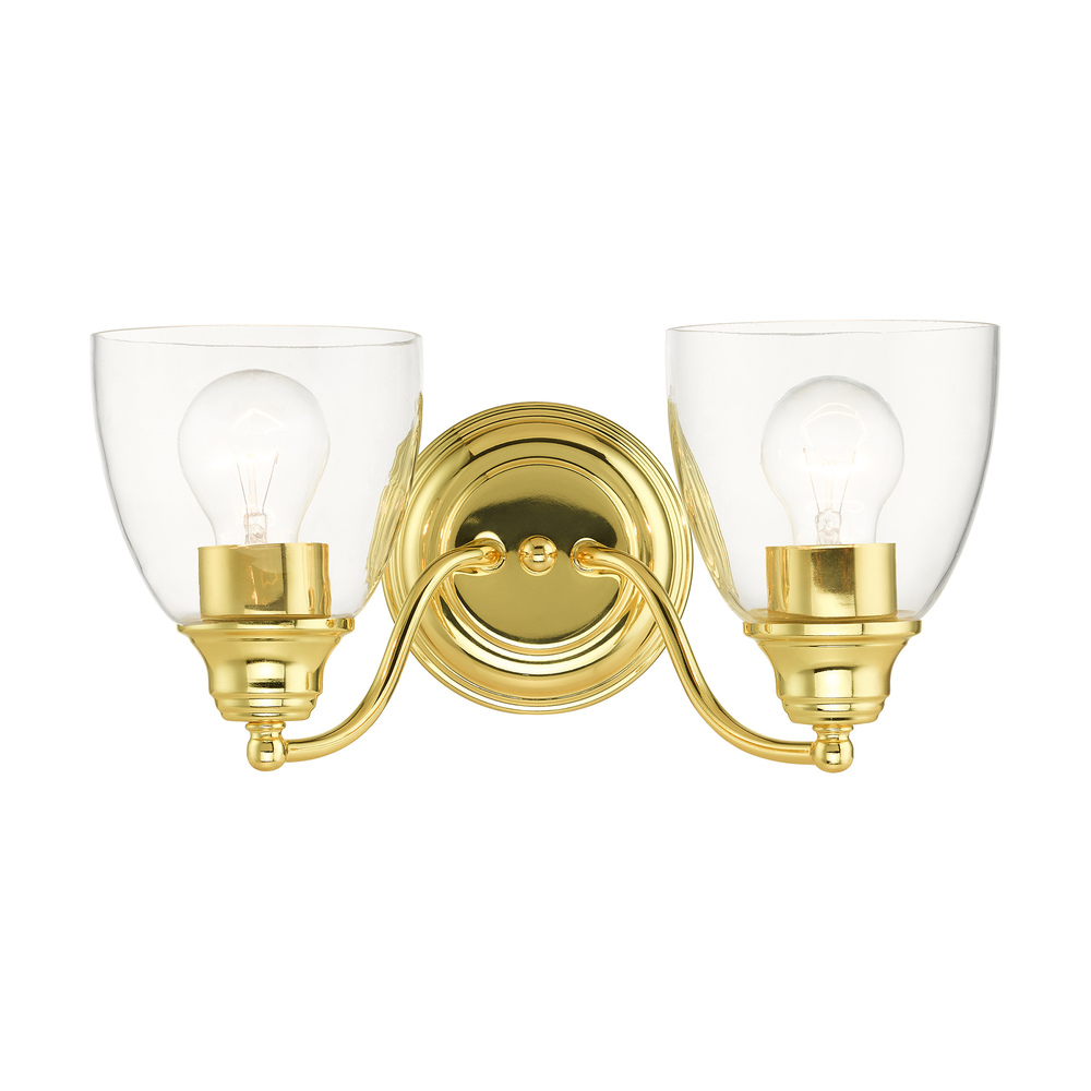 2 Lt Polished Brass Vanity Sconce