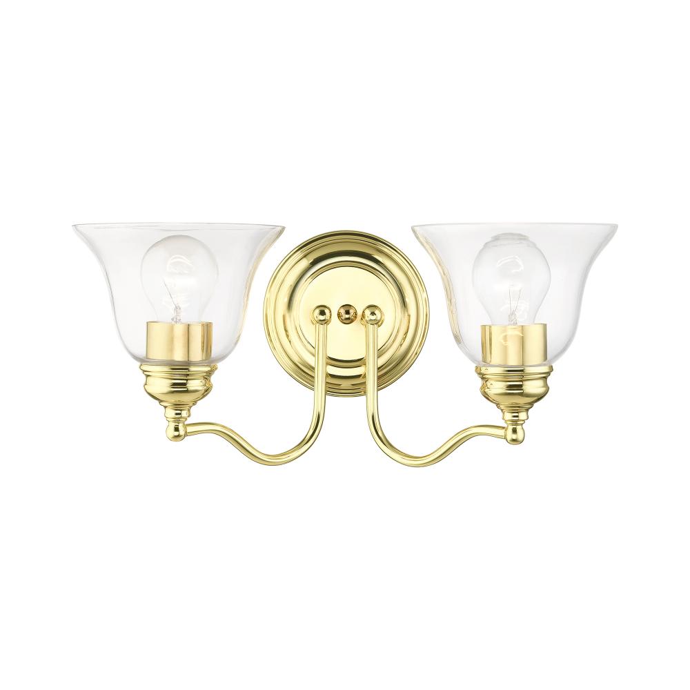 2 Light Polished Brass Vanity Sconce