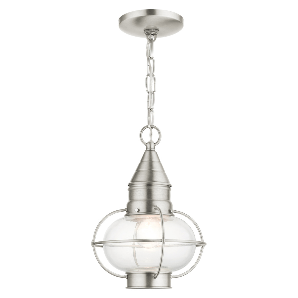 1 Lt Brushed Nickel Outdoor Pendant Lantern