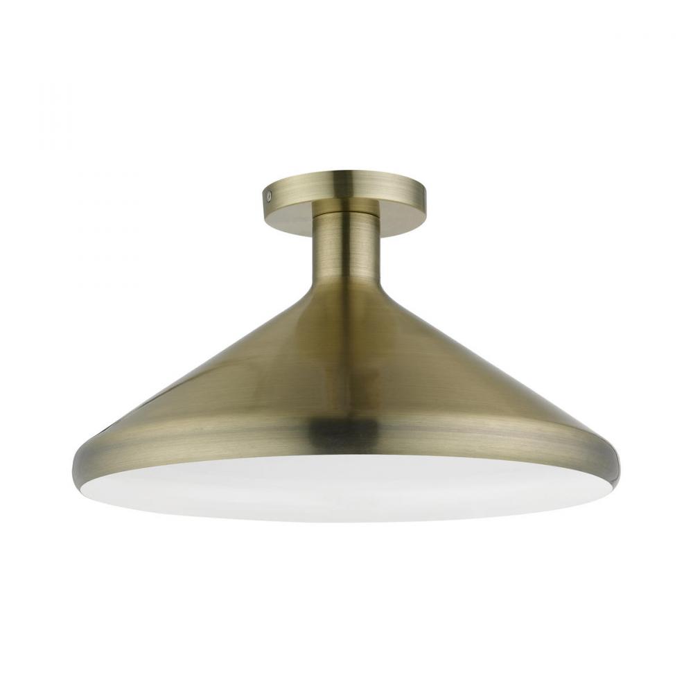 1 Light Antique Brass Semi-Flush Mount