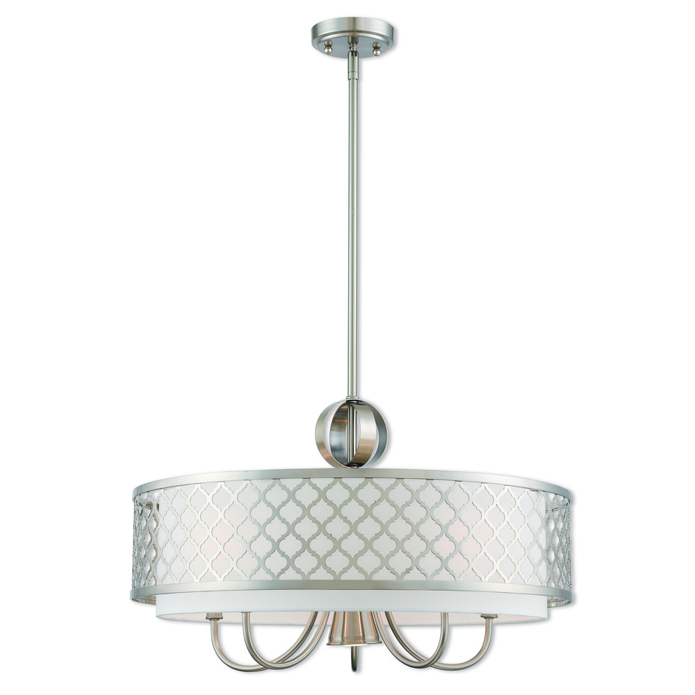 6 Lt BN Pendant Chandelier