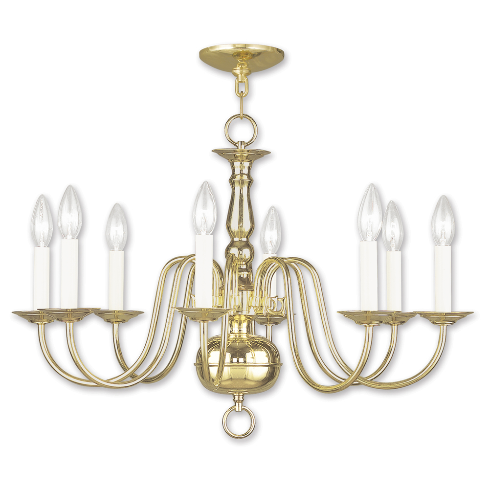 8 Light Polished Brass Chandelier