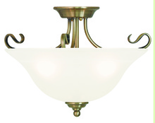 Livex Lighting 6130-01 - 3 Light Antique Brass Ceiling Mount