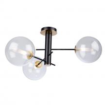 Artcraft AC11763VB - Aurelia Collection 3-Light Semi-Flush Mount, Matte Black & Brass