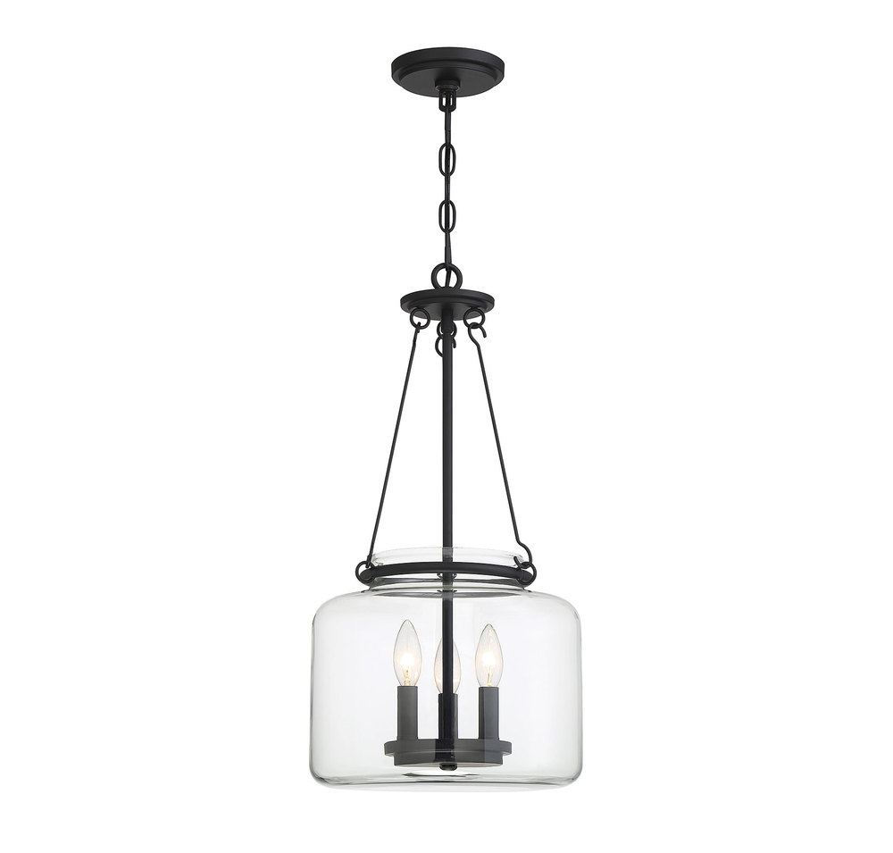 Akron 3-Light Pendant in Matte Black