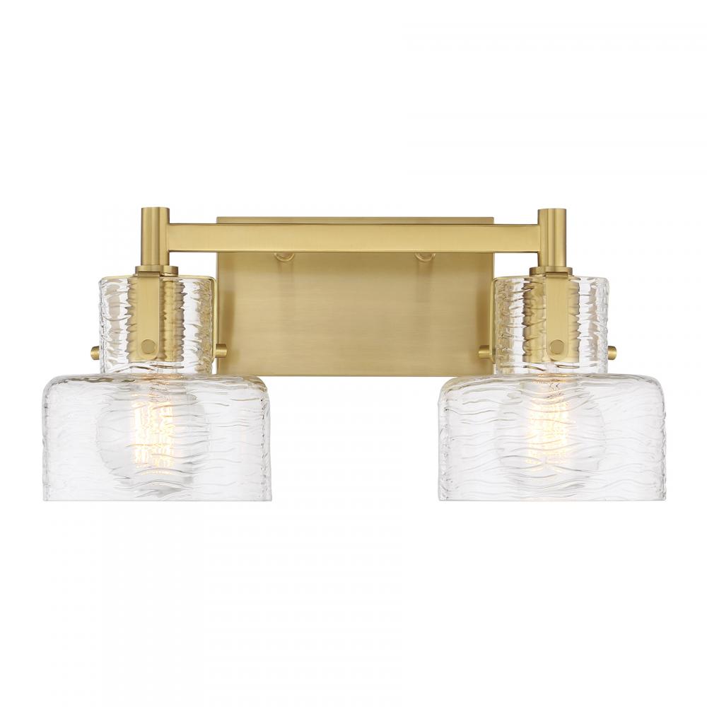 Dover 2-Light Bathroom Vanity Light in Warm Brass