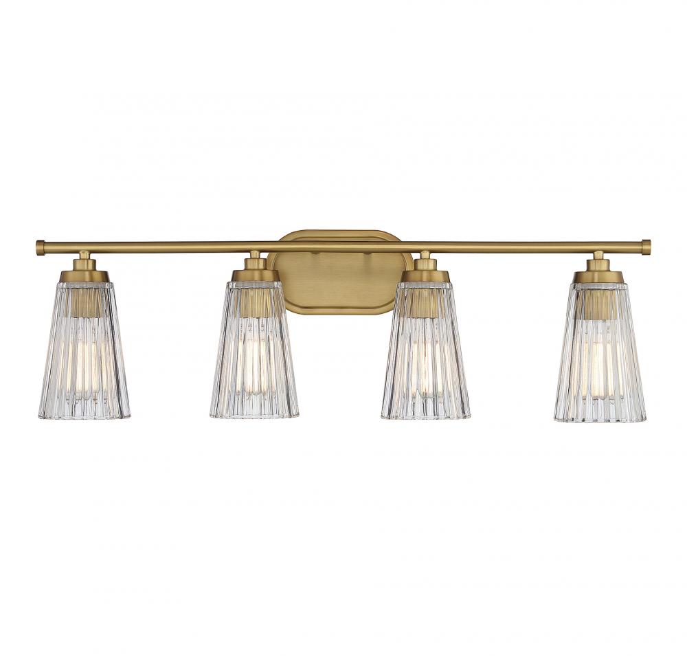 Chantilly 4-Light Bathroom Vanity Light in Warm Brass