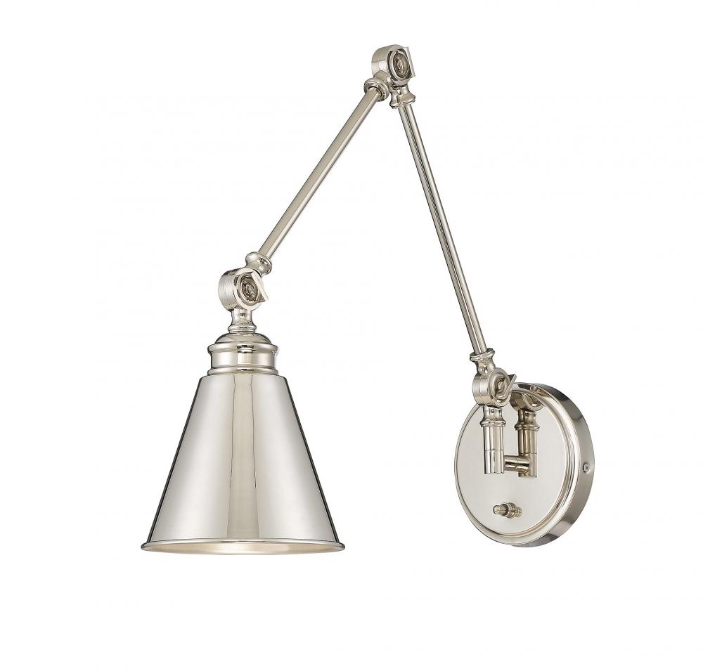 Morland 1-Light Adjustable Wall Sconce in Polished Nickel