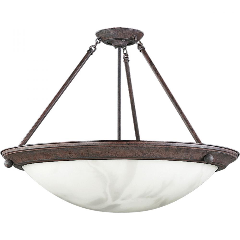 Four Light Copper Bowl Semi-Flush Mount