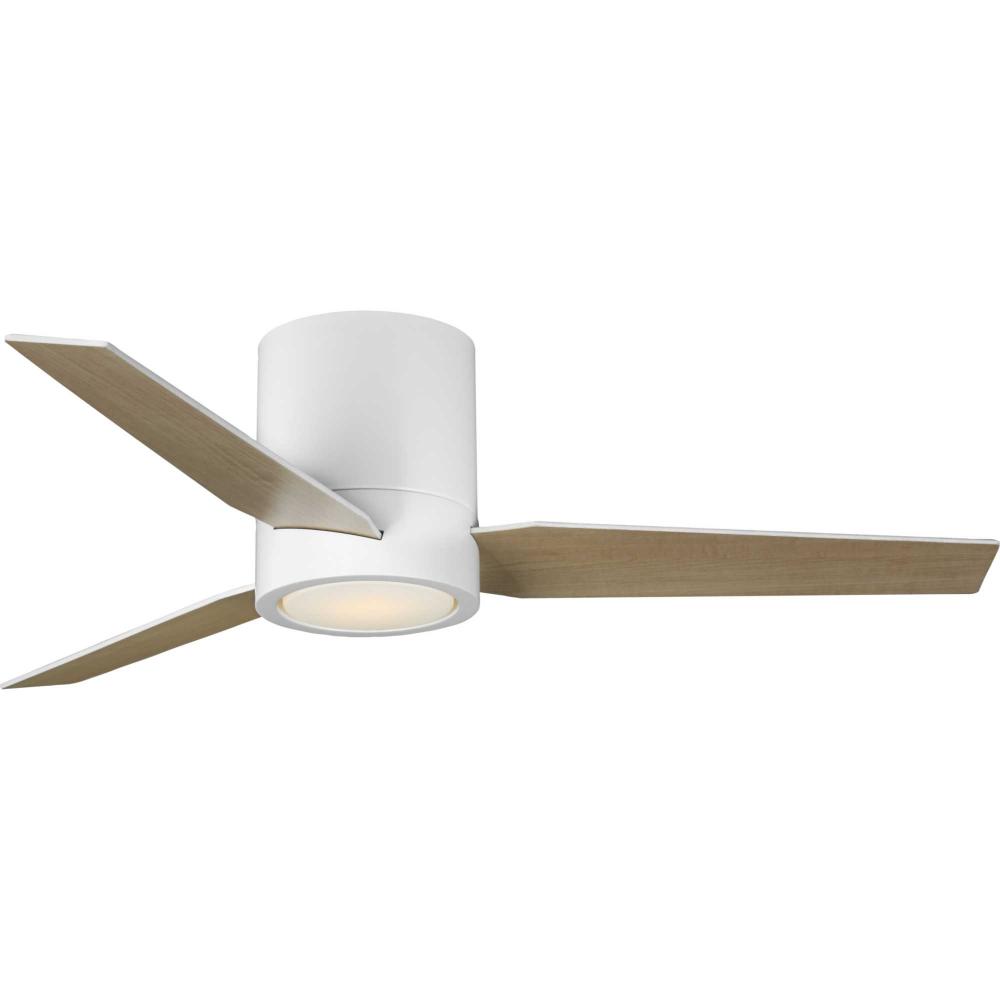 Braden Collection 44" 3-Blade Matte White LED Mid-Century Modern Indoor Hugger Ceiling Fan