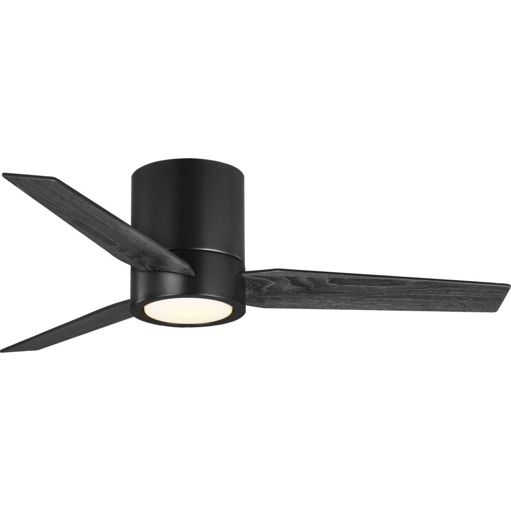 Braden Collection 44" 3-Blade Matte Black LED Mid-Century Modern Indoor Hugger Ceiling Fan