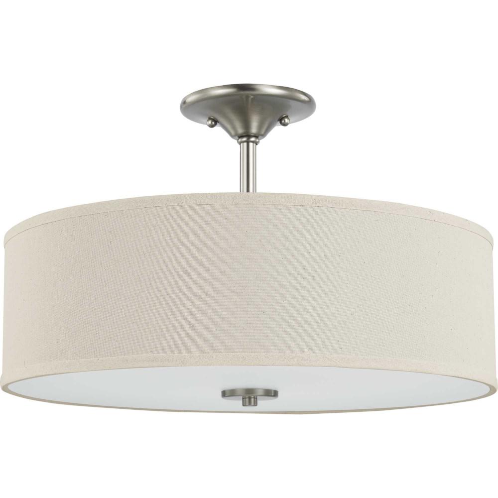 Inspire Collection Brushed Nickel Three-Light 18" Semi-Flush Mount