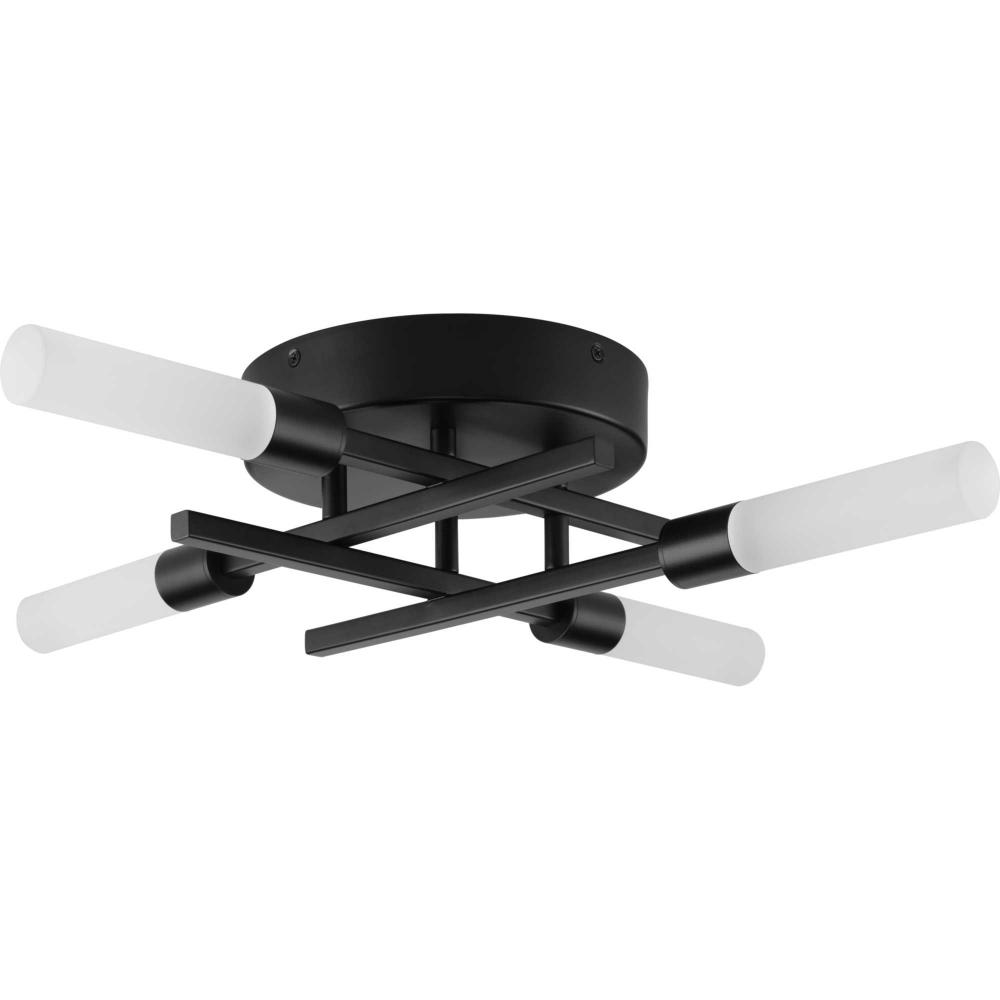 Quadrant LED Collection Four-Light Matte Black Modern Style Flush Mount Ceiling or Wall Light