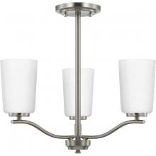 Progress P400349-009 - Adley Collection Three-Light Brushed Nickel Etched White Opal Glass New Traditional Semi-Flush Conve