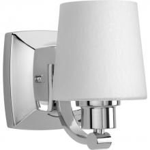 Progress P300016-015 - Glance Collection One-Light Polished Chrome Etched White Linen Glass Farmhouse Bath Vanity Light