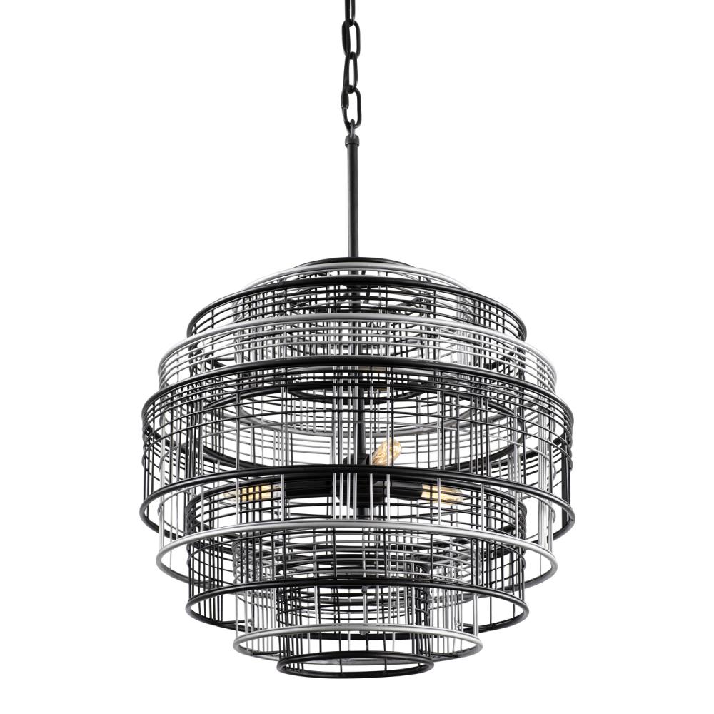 Vivienne 3-Lt Orb Pendant - Black/Grey