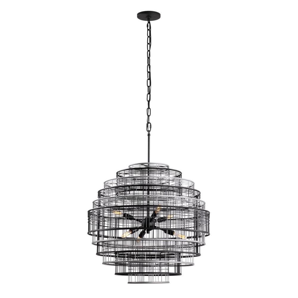 Vivienne 6-Lt Orb Pendant - Black/Grey