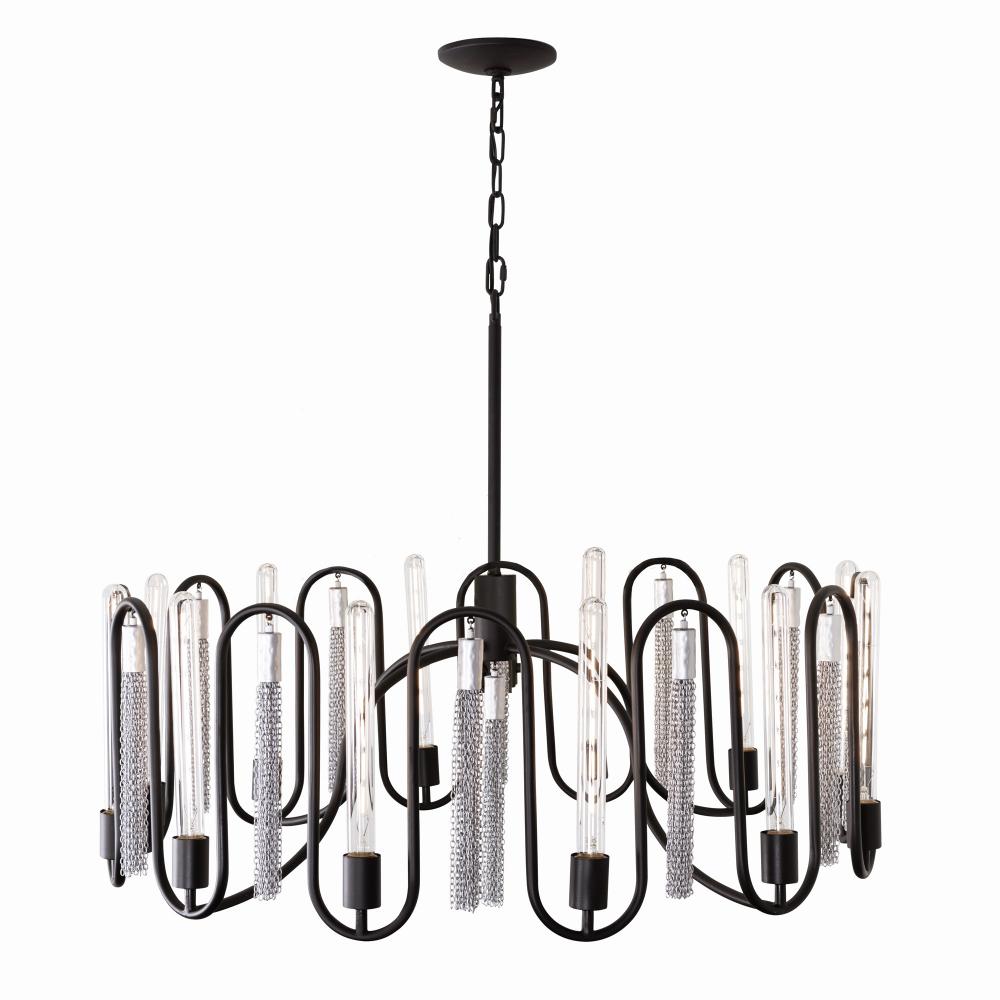 Darden 12-Lt Pendant - Matte Black/Painted Chrome