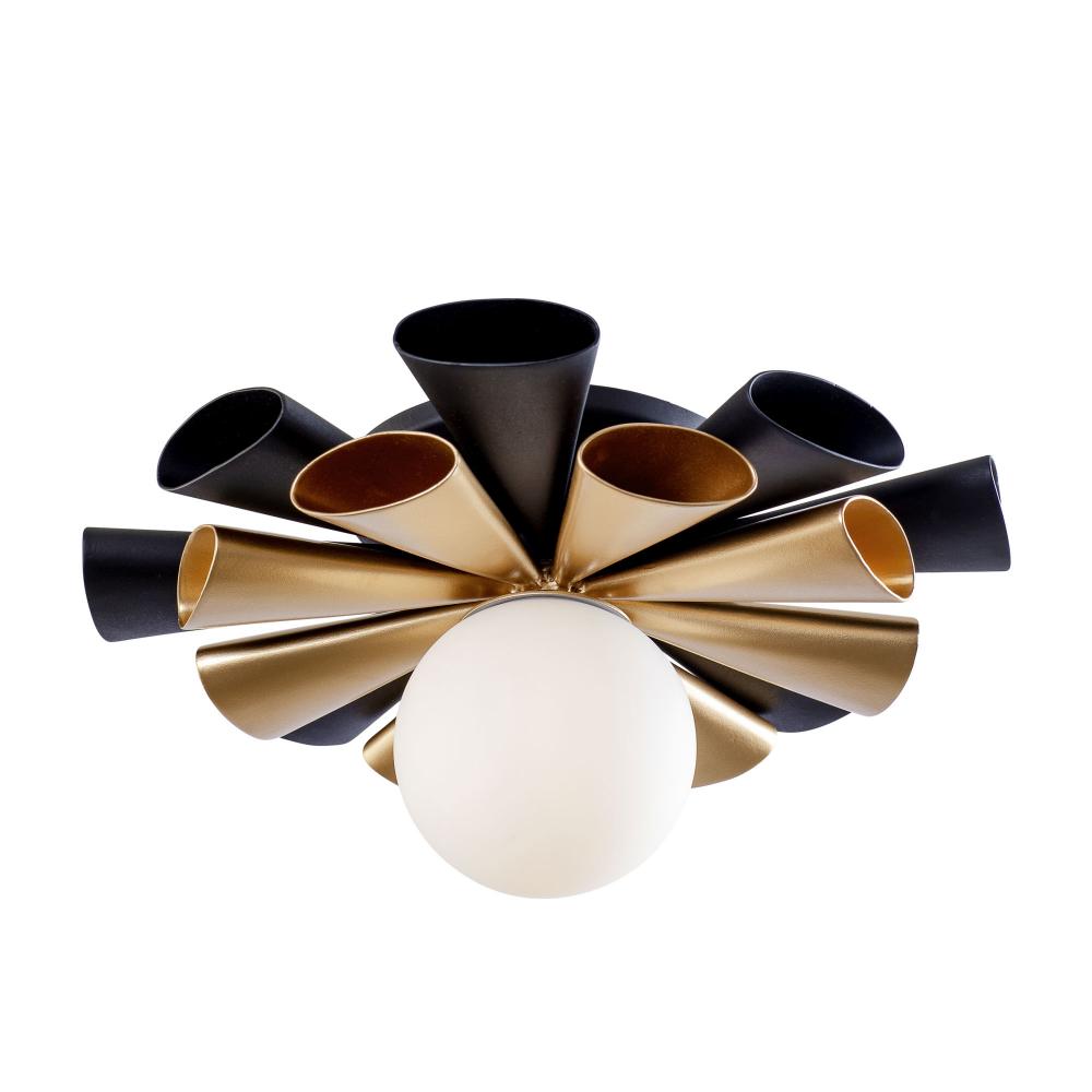 Daphne 1-Lt Convertible Flush Mount/Sconce - Matte Black/French Gold