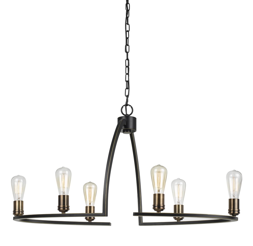 60W X 6 Kinder Metal 6 Light Chandelier (Edison Bulbs Not included)