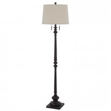 CAL Lighting BO-3024FL - 60W x 2 Torrington resin floor lamp with pull chain switch and hardback linen shade