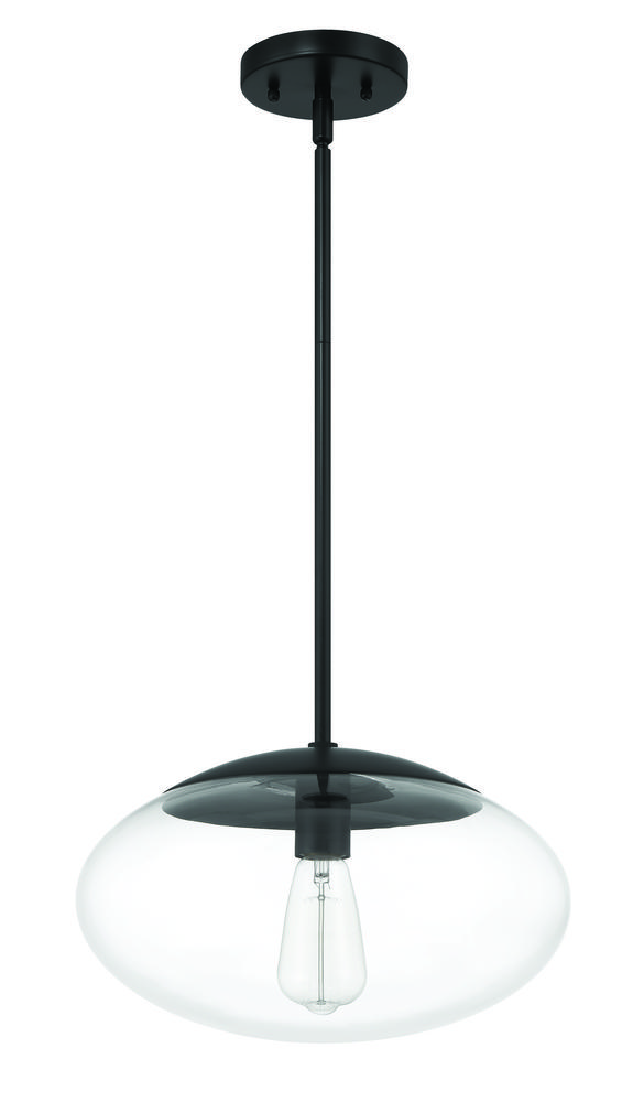 Gaze 14" 1 Light Oval Pendant in Flat Black