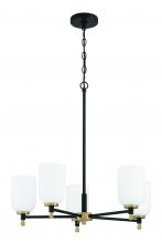 Craftmade 60325-FBSB - Council 5 Light Chandelier in Flat Black/Satin Brass