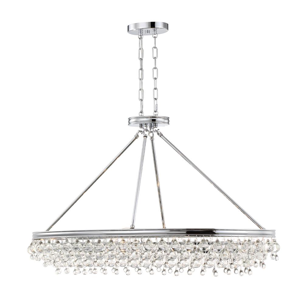 Calypso 8 Light Crystal Teardrop Polished Chrome Oval Chandelier