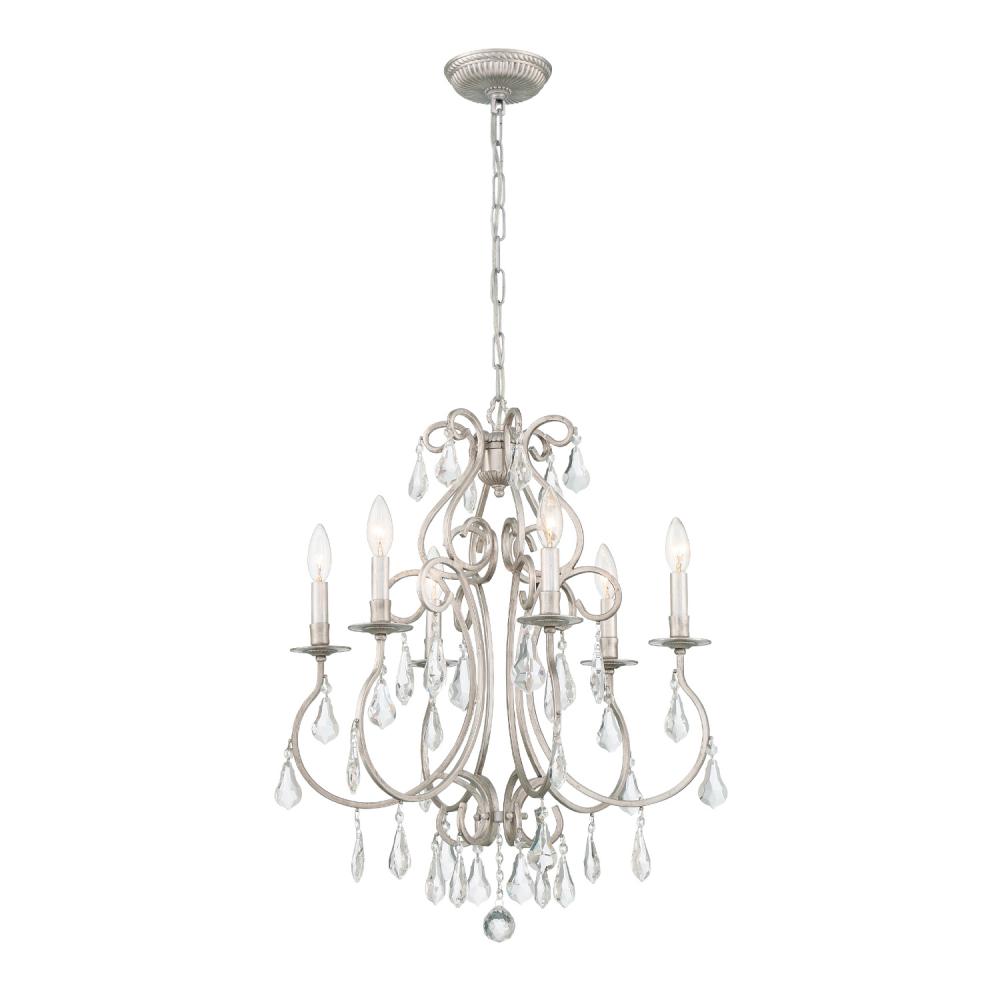 Ashton 6 Light Hand Cut Crystal Olde Silver Chandelier