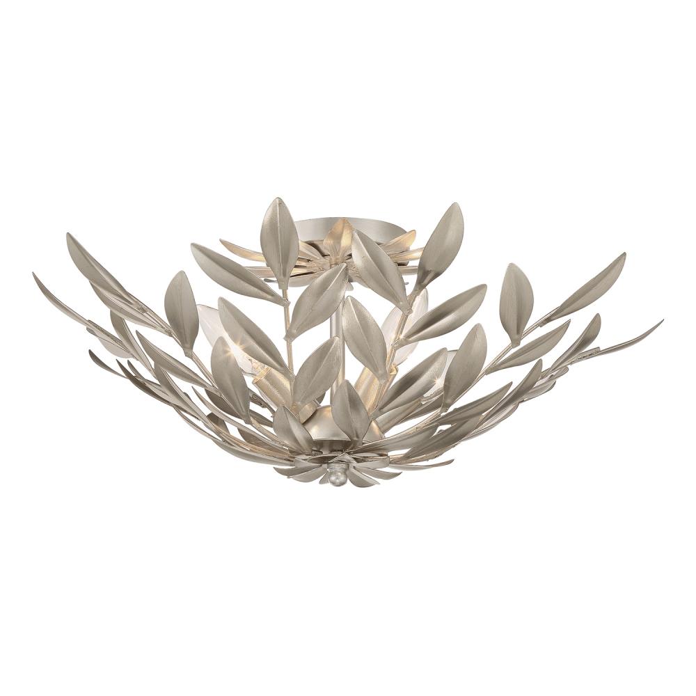 Broche 4 Light Antique Silver Semi Flush Mount