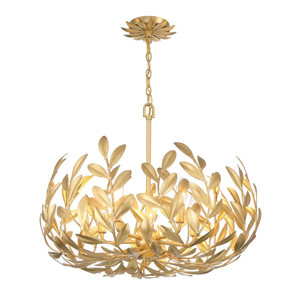 Broche 5 Light Antique Gold Chandelier