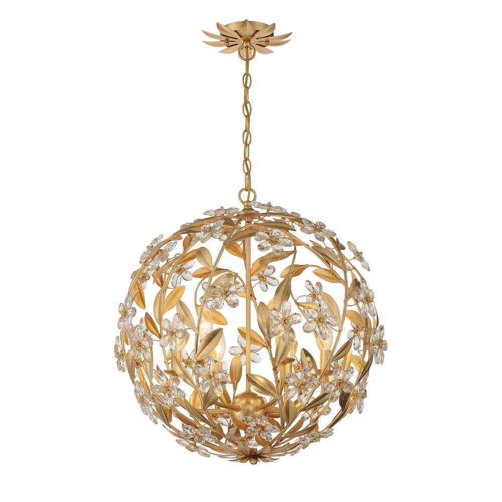 Marselle 6 Light Antique Gold Pendant